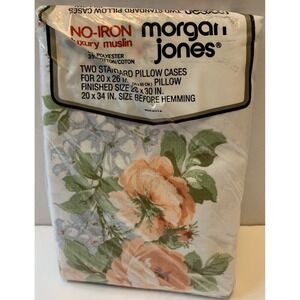 Vintage Retro Large Roses Floral Standard No Iron Luxury Muslin Pillowcases NOS